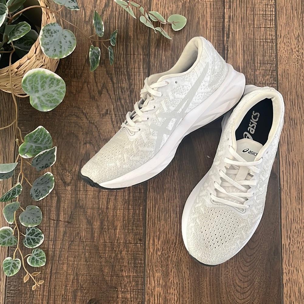 ASICS Dynablast Running Sneakers in White and Glacier Grey